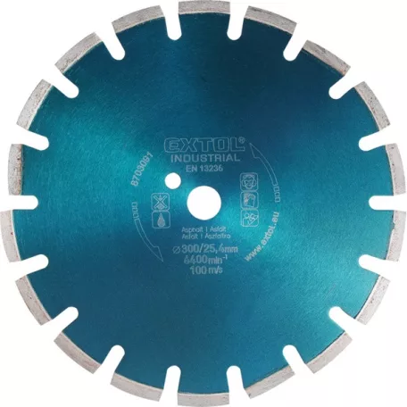EXTOL 8703092 gyémántvágó ASZFALT-ra, friss betonhoz, ipari korong, szegmenses; 350×25,4mm, száraz és vizes vágásra