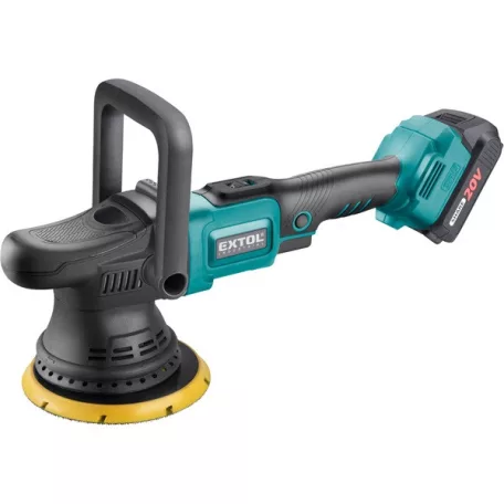 EXTOL INDUSTRIAL akkus excenteres polírozógép, Share20V, 20V, Li-ion, szénkefe nélküli motor, 1db akku, 1db töltő, 2000 mAh, 150 mm 8791844