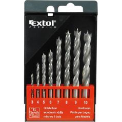   EXTOL fafúró klt. 8 db, rövid, 3-4-5-6-7-8-9-10mm, Cr.V., normál befogás; műanyag dobozban 8801221