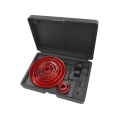   EXTOL 8801605 körkivágó klt., 17 db-os, (19-22-25-32-38-44-51- 60-67-73-82-102-127mm) műanyag, fa, gipszkarton