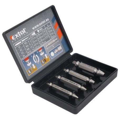 EXTOL törtcsavar kiszedő klt. 4db (2,7-3,5-4,0-6,0 mm)×51mm, HSS 8801842