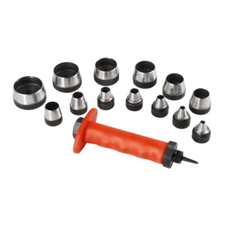 EXTOL 8801850 lyukasztó klt. 14 db 5-6-8-10-11-13-16-19-22 -25-28-32-35 mm, színes műanyag markolat, műanyag koffer