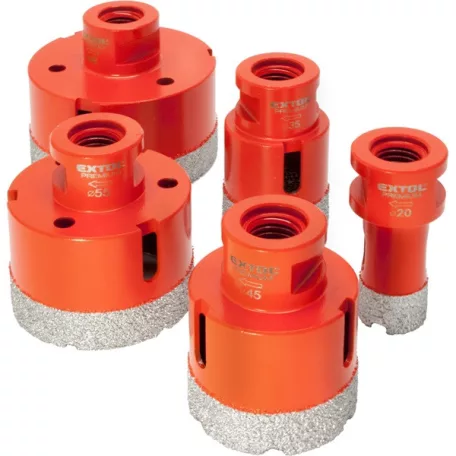 EXTOL körkivágó csempére klt. 5 db, gyémánt vágóél; 20-68mm × M14, sarokcsiszolóba fogható 8802995