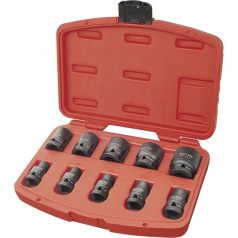   EXTOL 8818131 gépi (impakt) dugófej klt. 1/2", 10db, 9-27mm × 37 mm ; feketített, műanyag tartóban