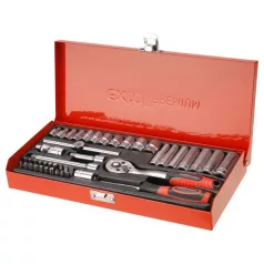   EXTOL 8818360 dugókulcs klt., CV., racsnis 45fog ; 1/4", 45db, 4-14mm, fém doboz