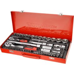   EXTOL 8818370 dugókulcs klt., CV., racsnis 45fog ; 1/4" és 1/2", 65db, dugófejek (4-32mm), bitek, fém doboz