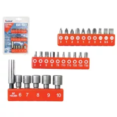   EXTOL bit klt. 26db CV.-Mo ; PH,PZ,lapos,torx, hexagonális, mágn. bittartó, dugókulcsok 8819620