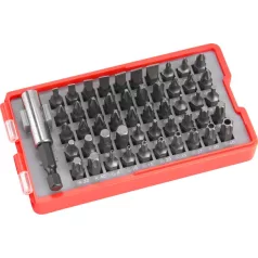   EXTOL behajtó klt. 51 db Cr.V., lapos:3-7mm, PH0-3, PZ0-3, HEX 1,5-6mm, T és TTa 8-40, övre akasztható műanyag tartóban 8819642