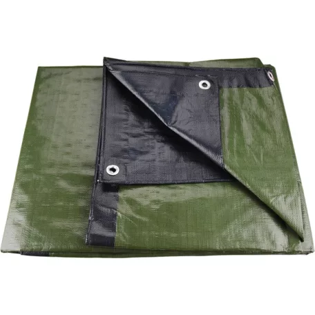 EXTOL takaróponyva, vízálló, de nem UV álló; 200g/nm, 2×8m névleges méret, valós méret: 1,85×7,8 m, PE, lefűző lyukakkal