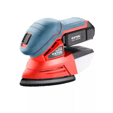 EXTOL 8891844 akkus delta csiszoló, Share20V, 20V, Li-ion, 1db akku, 1db töltő, 2000 mAh, 123×95 mm, ford.: 11.000 f/perc