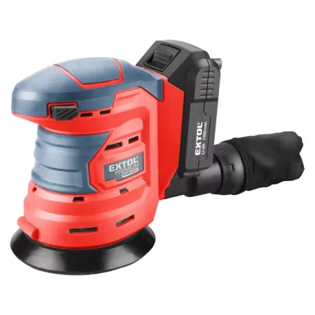 EXTOL 8891846 akkus rotációs (excentrikus) csiszoló, Share20V, 20V, Li-ion, 1db akku, 1db töltő, 2000 mAh, 125 mm,ford.: 10.000 f/perc