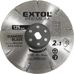   EXTOL 8893020B gyémántvágó korong 125×20mm, 2az1ben Twin Blade rendszer, kőhöz és csempéhez, 8893020 vágógéphez