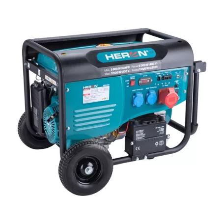 HERON 8896420 benzinmotoros áramfejlesztő, max 6800 VA, háromfázisú, önindítós