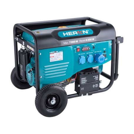 HERON 8896421 benzinmotoros áramfejlesztő, max 6800 VA, egyfázisú, önindítós