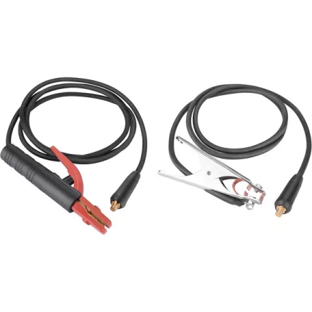 EXTOL 8898220 hegesztő kábelpár, földelőkábel csipesszel + munkakábel elektródafogóval, 120A, 3m, 16mm2, csatlakozó: 10-25