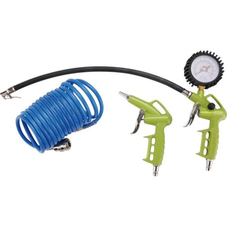 EXTOL 99302 alap légkompresszor tartozék szett, 3db (lefuvató pisztoly, gumiabroncsfúvó pisztoly,spiráltömlő), 1/4" gyorscsatlakozó