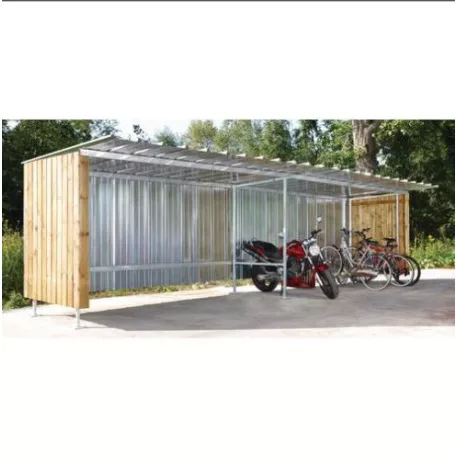 Manutan fedett kerékpártároló, hozzáépíthető, hossza: 400 cm