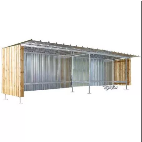 Manutan fedett kerékpártároló, hozzáépíthető, hossza: 400 cm