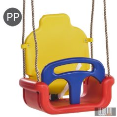   Átalakítható gyermekhinta 3 részes GROWING - 2,5m PP kötéllel (piros-sárga-kék)