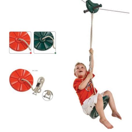 Drótkötélpálya lakossági használatra piros – tányérhintával