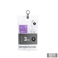   SimpleHuman CW0263 P-típusú egyedi méretezésű szemetes zsák újratöltő csomag (60 db)