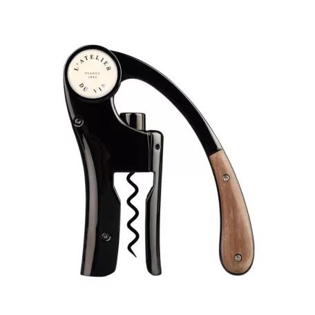 L'Atelier du Vin 95512 Oeno Motion Black and Wood karos dugóhúzó - matt fekete fa markolattal