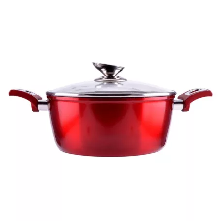 Perfect Home Metal Red Line tapadásmentes alumínium lábas üvegfedővel 24cm 4.5L, indukciós 10397 