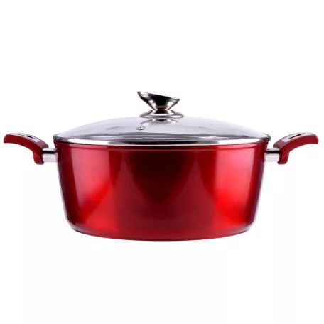 Perfect Home Metal Red Line tapadásmentes alumínium lábas üvegfedővel 30cm, 7.2L, indukciós 10399 