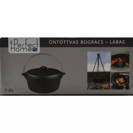 Perfect Home 12015 Öntöttvas bogrács-lábas fedővel 30x14cm 7,2 l