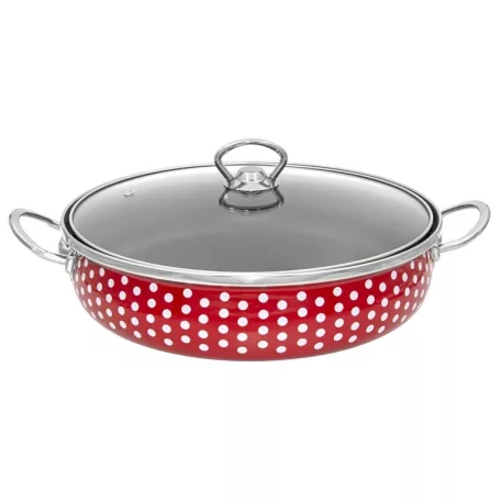 Perfect Home Pöttyös Zománcozott szeletsütő lábas 26 cm+üvegfedő 13271