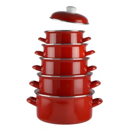 Perfect Home Piros Zománcozott Lábas fedővel 24 cm 14458