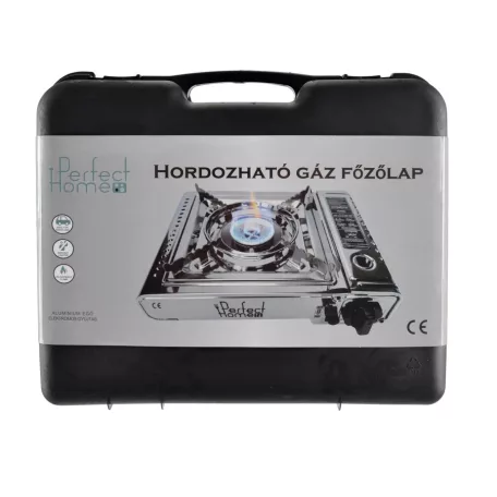 Perfect Home Hordozható gáz főzőlap rozsdamentes ezüst 2,5 kW 17887
