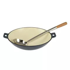   Perfect Home Zománcozott öntöttvas wok 37 cm Acélkék 28067