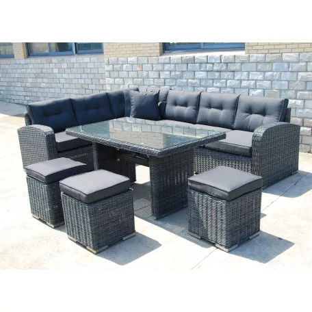 ROJAPLAST MONTREAL exkluzív polyrattan bútor garnitúra - antracit/szürke 1066