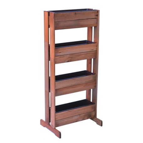 ROJAPLAST fenyőfából készült négyszintes virágtartó állvány - barna  15650