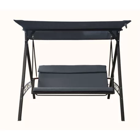 ROJAPLAST RATTAN polyrattan kerti hintaágy párnával, szürke 17/40001