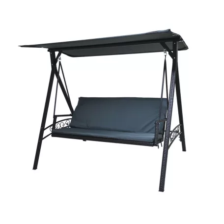 ROJAPLAST RATTAN polyrattan kerti hintaágy párnával, szürke 17/40001