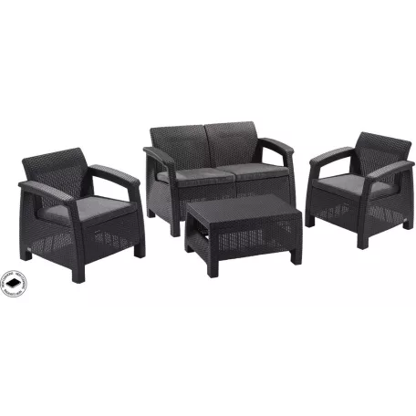 ALLIBERT CORFU polyrattan kerti bútor garnitúra - grafit 17/410