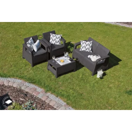 ALLIBERT CORFU polyrattan kerti bútor garnitúra - grafit 17/410