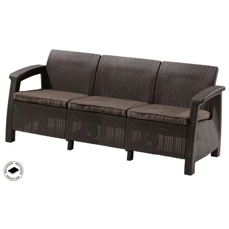 ALLIBERT CORFU LOVE SEAT MAX háromszemélyes polyrattan kerti kanapé - barna  17/428