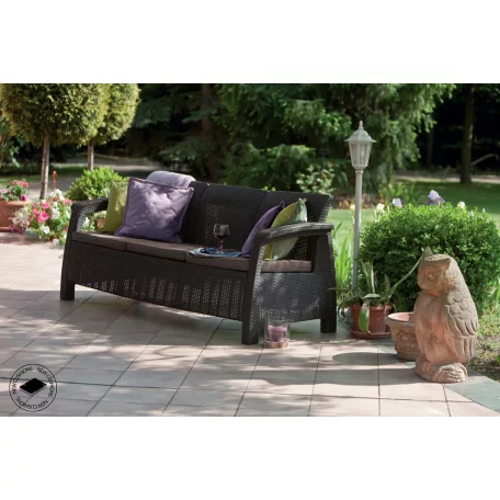 ALLIBERT CORFU LOVE SEAT MAX háromszemélyes polyrattan kerti kanapé - barna  17/428