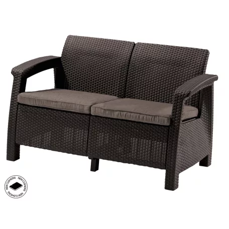 ALLIBERT CORFU LOVE SEAT kétszemélyes polyrattan kerti kanapé - barna  206211/1