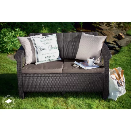 ALLIBERT CORFU LOVE SEAT kétszemélyes polyrattan kerti kanapé - barna  206211/1