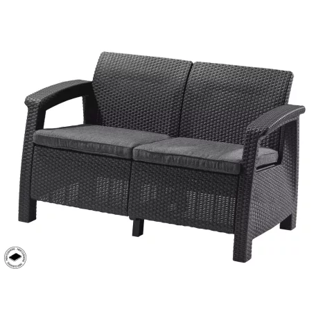 ALLIBERT CORFU LOVE SEAT kétszemélyes polyrattan kerti kanapé - grafit  206211