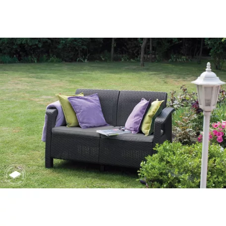 ALLIBERT CORFU LOVE SEAT kétszemélyes polyrattan kerti kanapé - grafit  206211