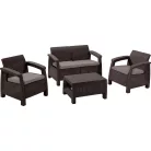 ALLIBERT CORFU polyrattan kerti asztal - barna - 77 cm 207786