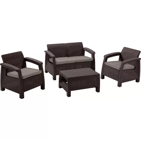 ALLIBERT CORFU polyrattan kerti asztal - barna - 77 cm 207786