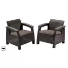 ALLIBERT CORFU DUO polyrattan kerti fotelek, 2db - barna 223194