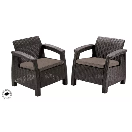 ALLIBERT CORFU DUO polyrattan kerti fotelek, 2db - barna 223194