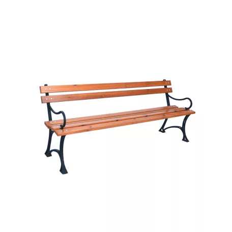 ROJAPLAST fenyőfából készült, fém szerkezetű kerti pad karfával, 180 cm  243/1